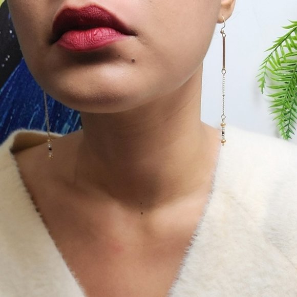 Minimalist Dangle Bohemian Beaded Delicate Earrings - Picture 2 of 8